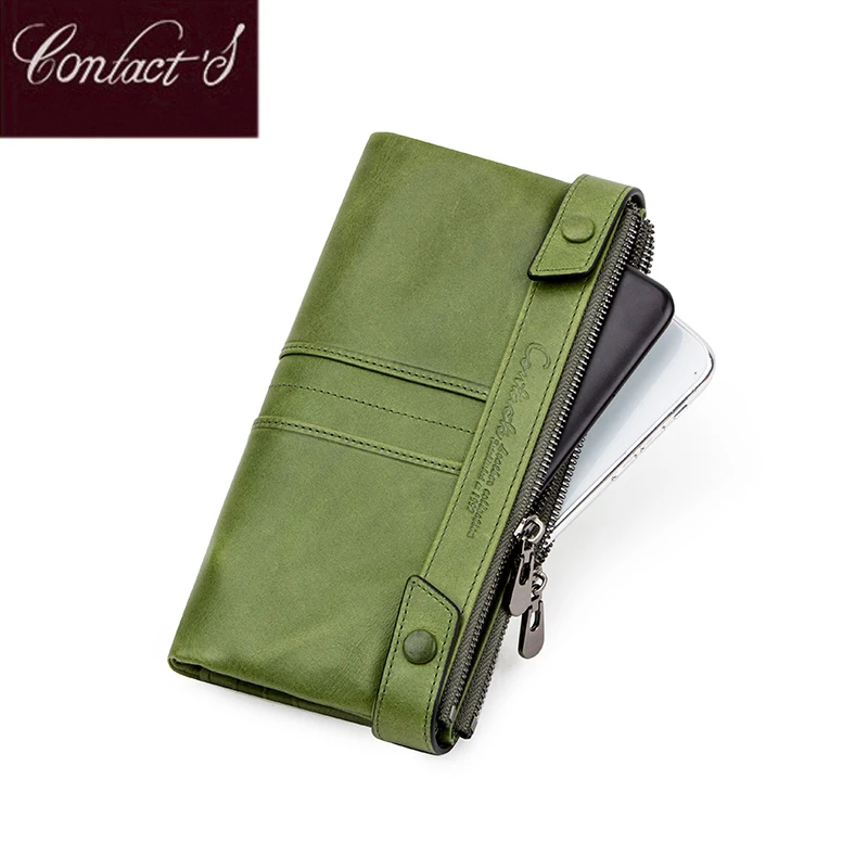 

Contact'S Genuine Leather Women Long Wallet Hasp Design Ladies Purse Clutch Bag Zipper Rfid Card Holder Pocket Wallets For Women