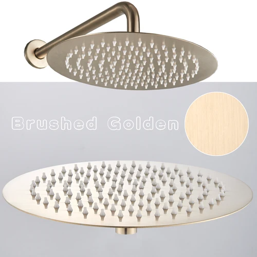 Imagen 2 del producto Grifo de ducha de Oro pulido, montaje en pared, cabezal de lluvia grande, rociador de mano, grifos de bañera, sistema mezclador de ducha de baño