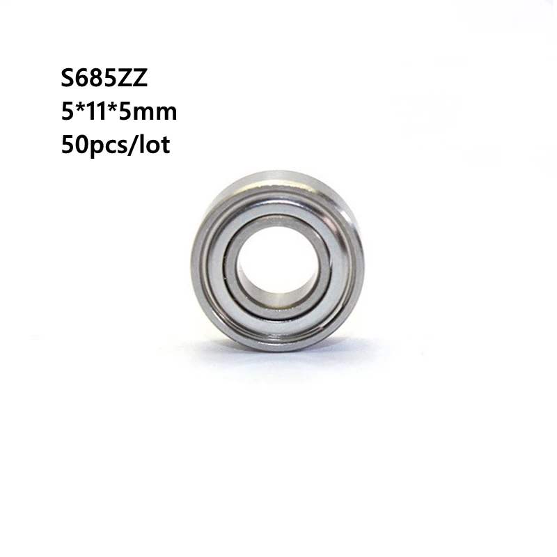 50pcs/lot S685ZZ S685 ZZ ABEC-5 5x11x5 mm Stainless Steel bearing deep groove ball bearings Miniature Mini bearing 5*11*5