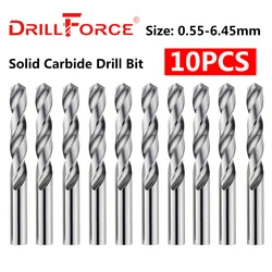 Drillforce 0.55mm-6.45mm Solid Carbide Drill Bits Set, Spiral Flute CNC Machine Twist Drill Bit For Hard Metal Stainless Steel