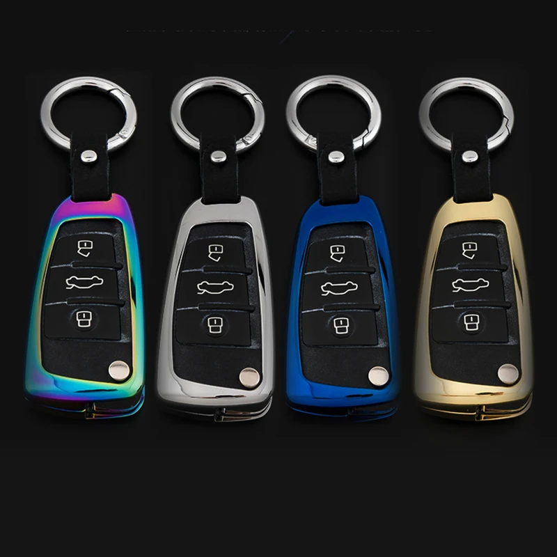 Colorful style Galvanized Alloy Car Key Cover Case For Audi A4 A4L A6L Q3 Q5 A7 A8 A5 Q7 TT A1 A3 Intelligent Remote Keyless