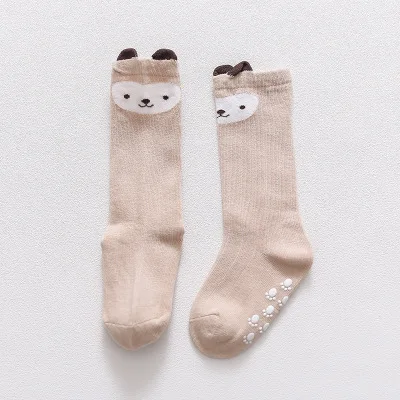 Newborn Knee High Socks Boy Girl Animal Non-Slip Knee Sock Baby Fox Cat Print Cotton Cute Cartoon Baby Socks Toddlers