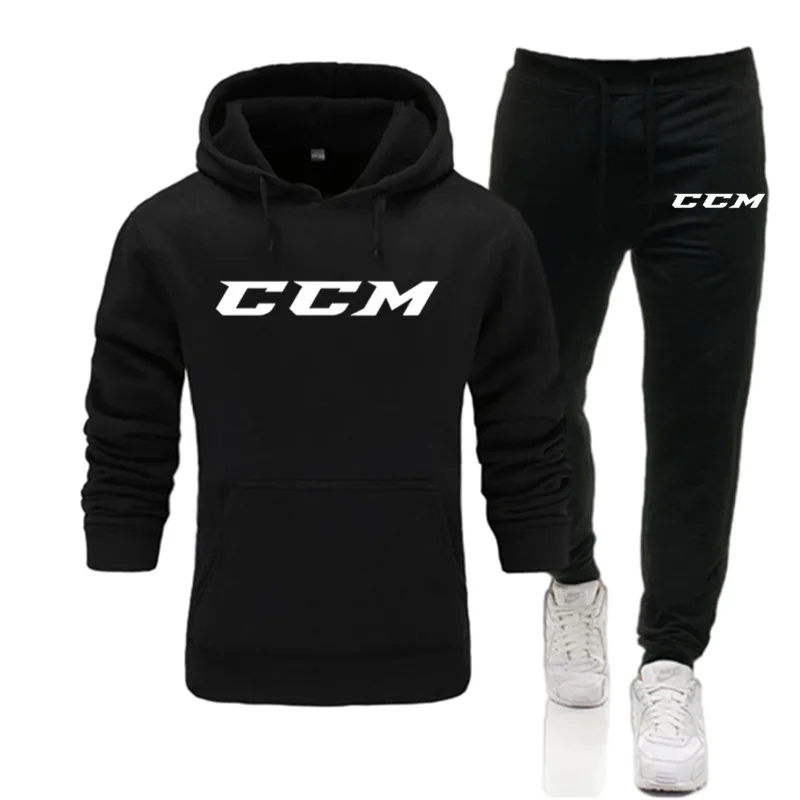 Men CCM Tracksuit Casual 2 Pieces Sets Sweatshirt Hooded+Sweatpants CCM Print Sportswear Mens Clothes Jogger Sport Suit