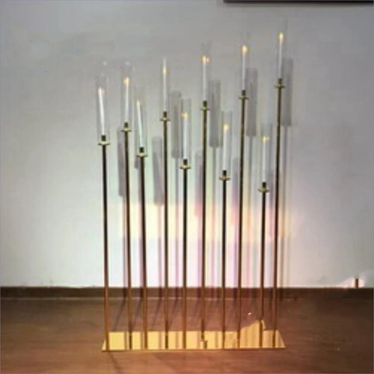 

2pcs)Beautiful event wedding walkway stand decorative pillars gold candelabra AB0360