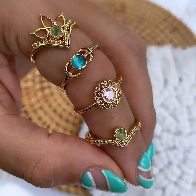 Moda Opalowe pierścionki na palce dla kobiet Regulowany geometryczny pierścionek ze stali nierdzewnej Ręcznie robiona estetyczna biżuteria Prezent Anillos