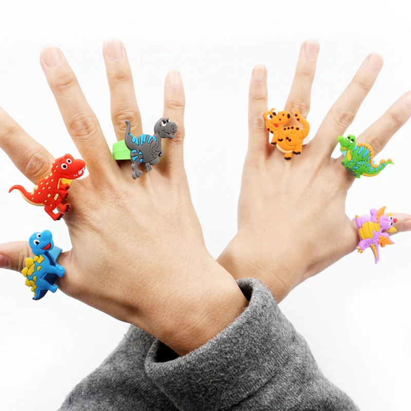 10pcs Cute Cartoon Kids Dinosaur Rings Set