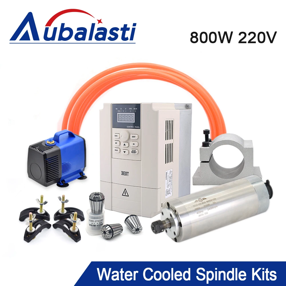 

Aubalasti 800w CNC Router Spindle Motor 220V 5A Water Cooling Spindle Kits GDZ-65-800 ER11 24000rpm for CNC Wood Router Machine