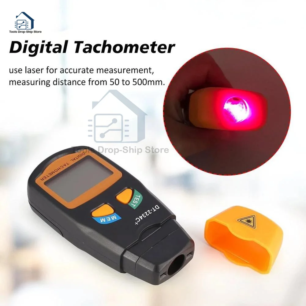 DT2234C + Digital Laser Tachometer RPM Meter Non-Contact 2.5RPM-99999RPM LCD Display Speed Meter DT2234C Tester Speed