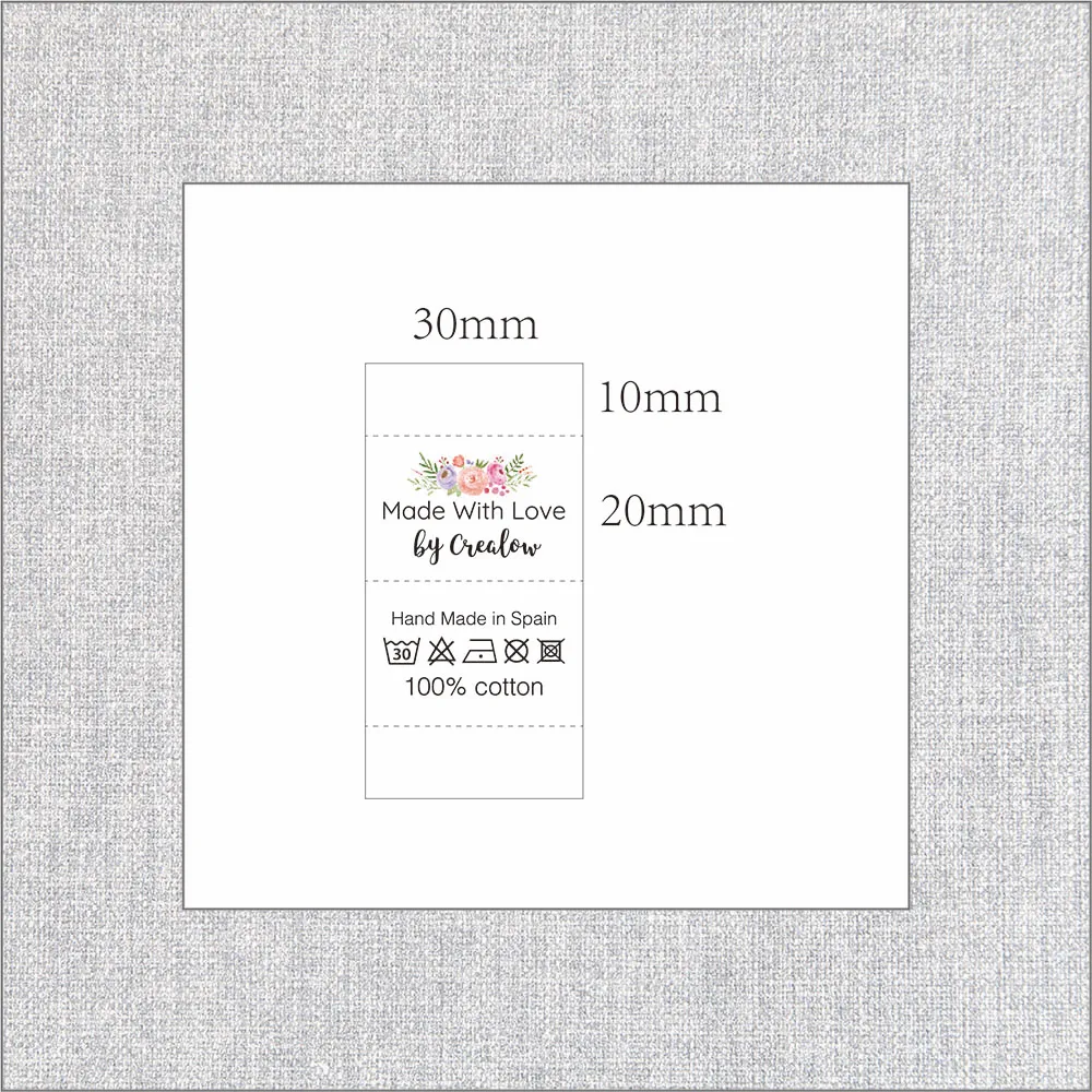 Custom Pattern Cotton Label, Washable Beige Label, Custom Brand Label, Clothing Label, 30*60mm, MD2015