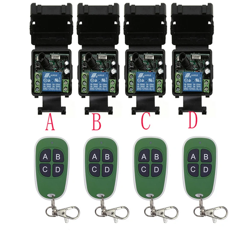 DC12V 24V 1CH 1 CH Mini Wireless RF Remote Control Light Switch 10A Relay Output Radio Receiver Module+Transmitter Garage Doors