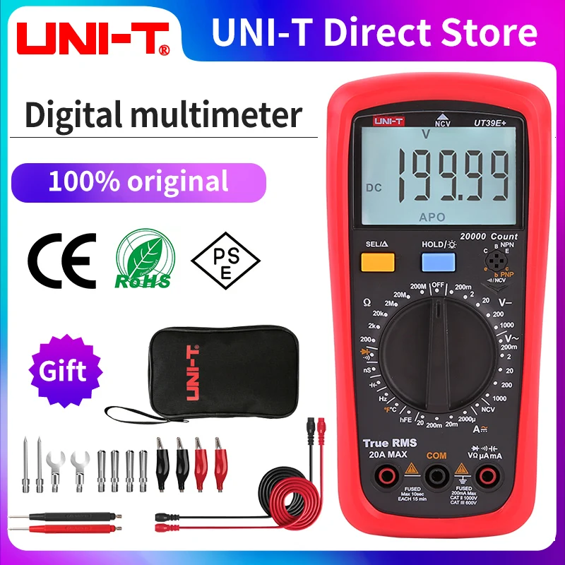 UNI-T UT39A+ UT39C+ UT39E Plus Multimeter Digital Ammeter Voltmeter AC/DC Current Professional Electrician Tester Multi Meter