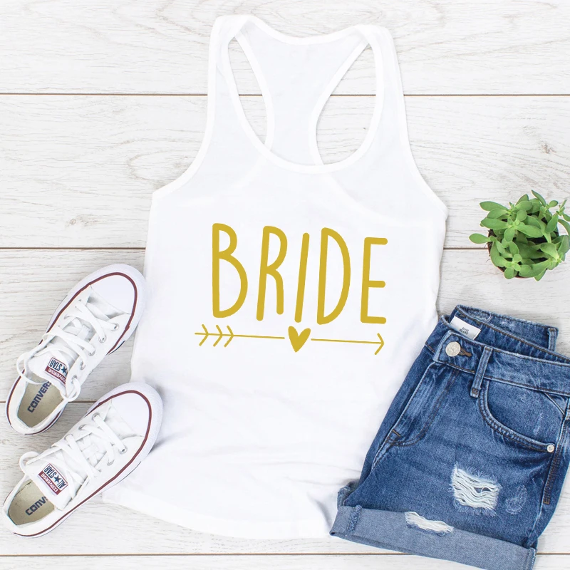 Vest Bride And Bride Squad Arrow Heart Tank Cute Women Raceback Bachelorette Bride Party Tops