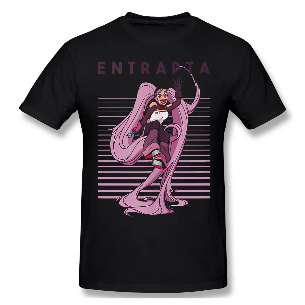 She Ra Princess of Power Anime Manga T-Shirt The Princess Of Power Stripes Entrapta Men Cotton Tees Tshirt Harajuku Streetwear