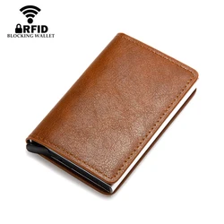 Cartera inteligente personalizada para hombre, Tarjetero con broche Rfid, caja de Metal de aluminio, Mini monedero para tarjetas de crédito, novedad de 2024