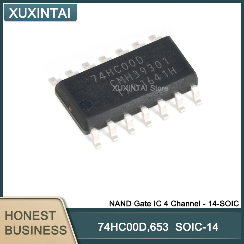 100Pcs/Lot 74HC00D,653 74HC00D NAND Gate IC 4 Channel - 14-SOIC