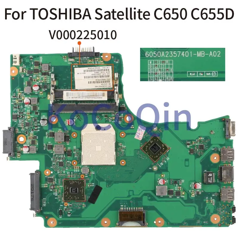 

For TOSHIBA Satellite C650D C655D SOCKET S1 Notebook Mainboard V000225010 6050A2357401-MB-A02 DDR3 Laptop Motherboard