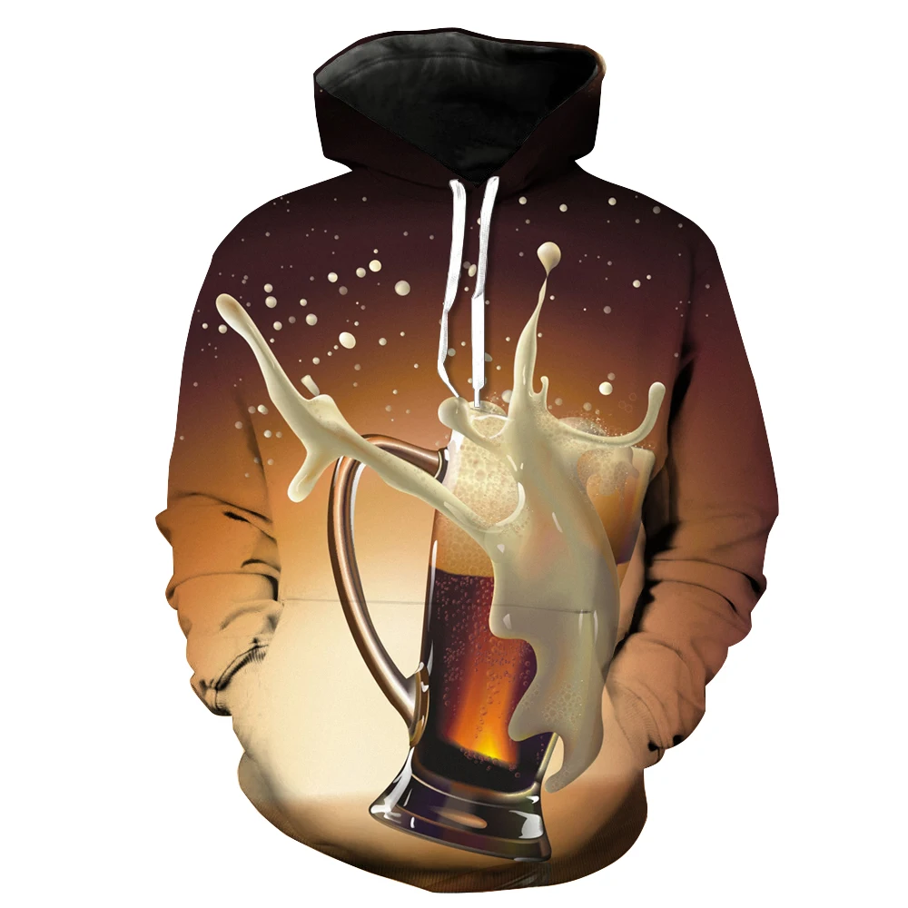 New 3D Printing  Beer Fashion Men Women Tracksuits Crewneck  Hoodies Plus Size S-7XL Harajuku