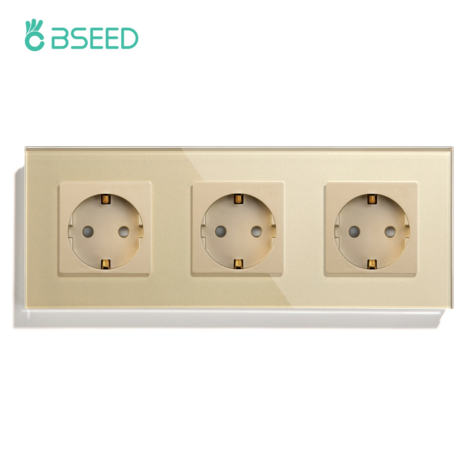 BSEED Einzelwandsteckdose mit Typ-C-USB-Anschlüssen, doppelte Glassteckdose, dreifache Steckdosen, Steckdosen, 16 A, Gold