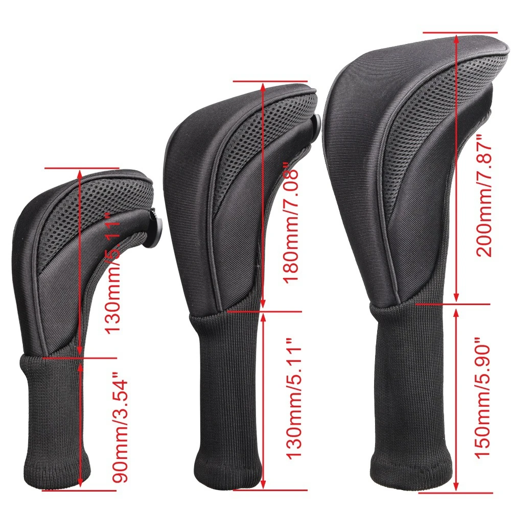 3 Pcs/set Golf Club Head Covers with Number Tag, Long Neck, Fairway Wood, Pole Protect, Easy Identify, 2, 3, 4, 5, 7, X Mark