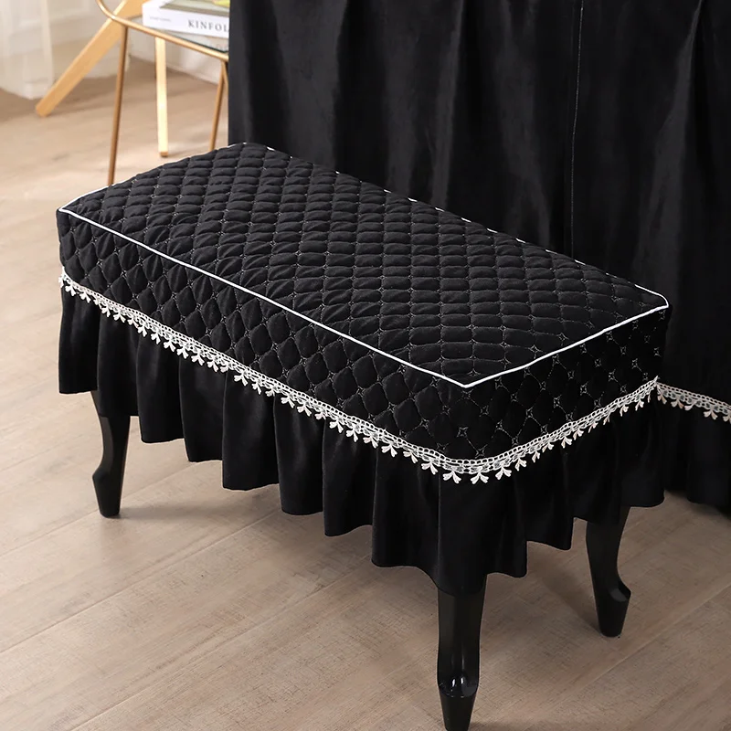 European thicken quilted cotton velvet piano bench cover lace makeup stool cover seat mat cover