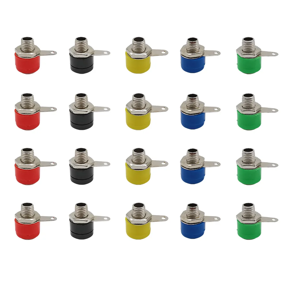 20 sztuk 4mm gniazdo bananowe Jack złącze żeńskie zacisk głośnikowy zaciski panelowe wtyczka bananowa Adapter 5 kolorów