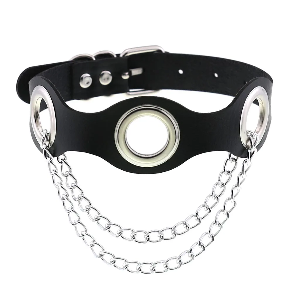 Imagen 7: DIEZI-collar con colgante de cadena de cuero PU para hombres y mujeres, Gargantilla negra gótica, Estilo Vintage, Harajuku, Sexy, Punk, Nueva joyería