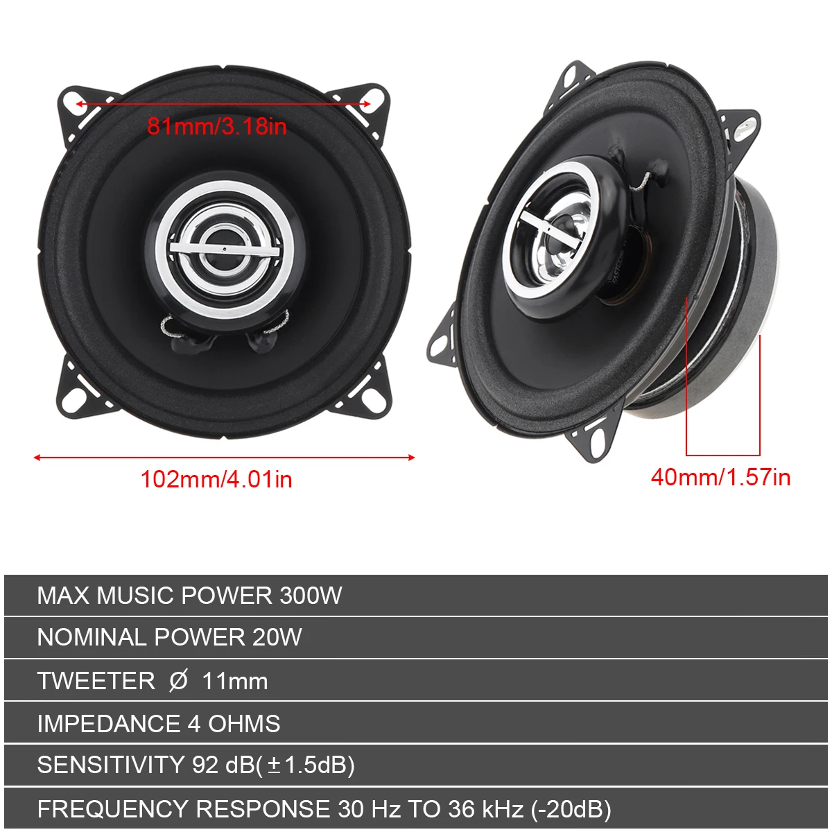 2pcs 4/5/6/6.5 Inch 300W Universal Car Coaxial Speakers Audio Stereo Full Range Frequency HiFi Door Speaker  for Car Loudspeaker