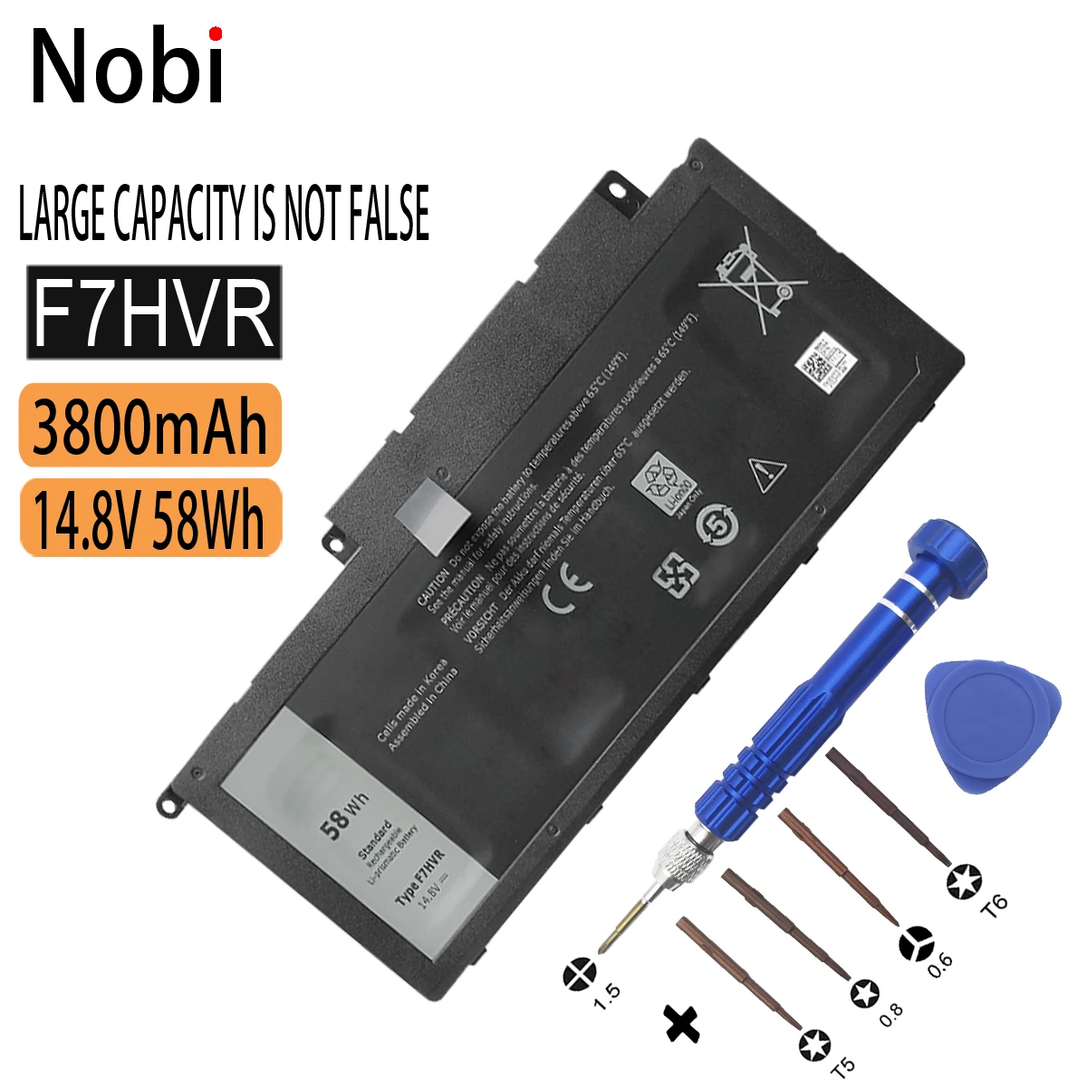 Nobi 58Wh F7HVR 062VNH T2T3J แบตเตอรี่แล็ปท็อปสำหรับ DELL Inspiron 15 7537 17 7746 15 5545 17 7737 17HD-2528T 15HD-2628T 15HD-1828T