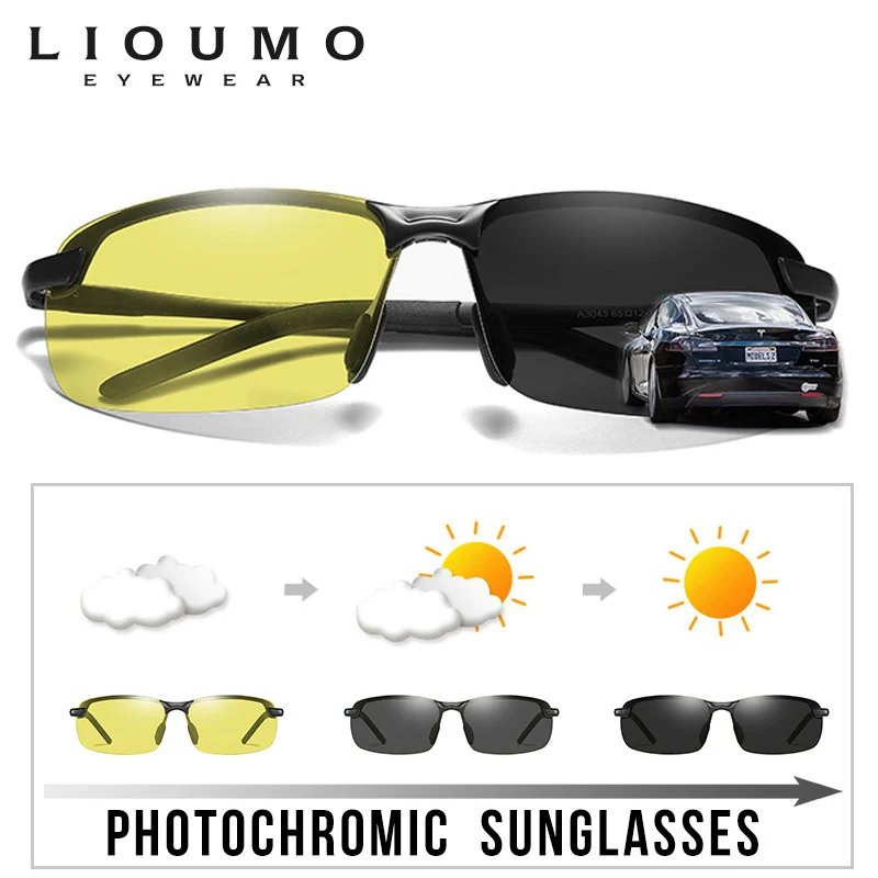 Intelligent Polarized Photochromic Sunglasses Day Night Vision Goggles Driver Eyeglasses Men Women Yellow Lens Driving Glasses