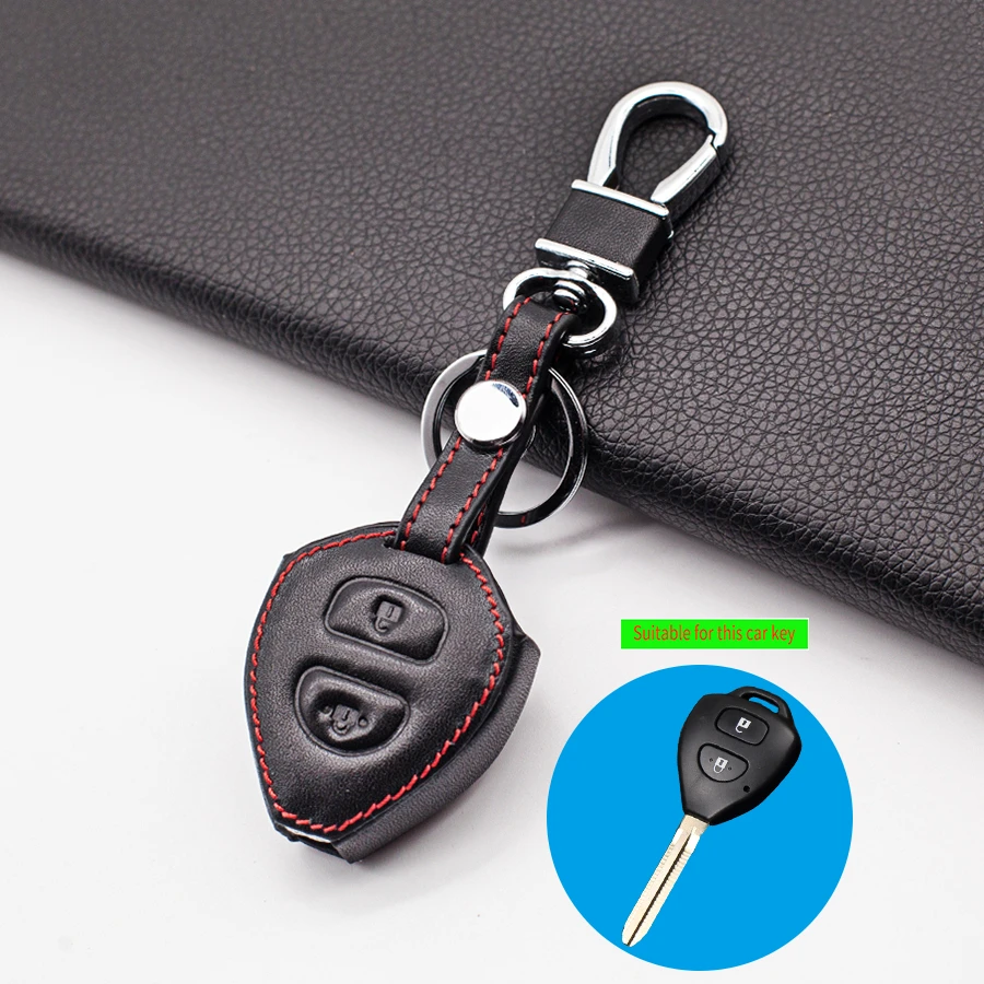 Hot Sale Carrying Leather Case For Toyota Corolla Rav4 Yaris Avensis / Prado Car Key Wallet 2 Buttons Remote Car Styling