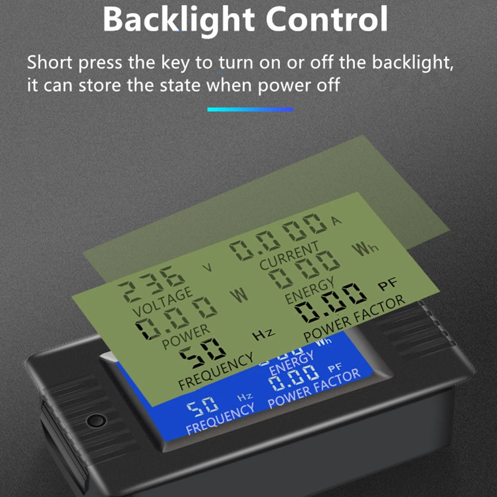 6in1 AC 80V-260V 220V 100A Single Phase Digital Ampermeter Power Energy Voltmeter Ammeter Volt Watt Kwh Factor Meter Split CT