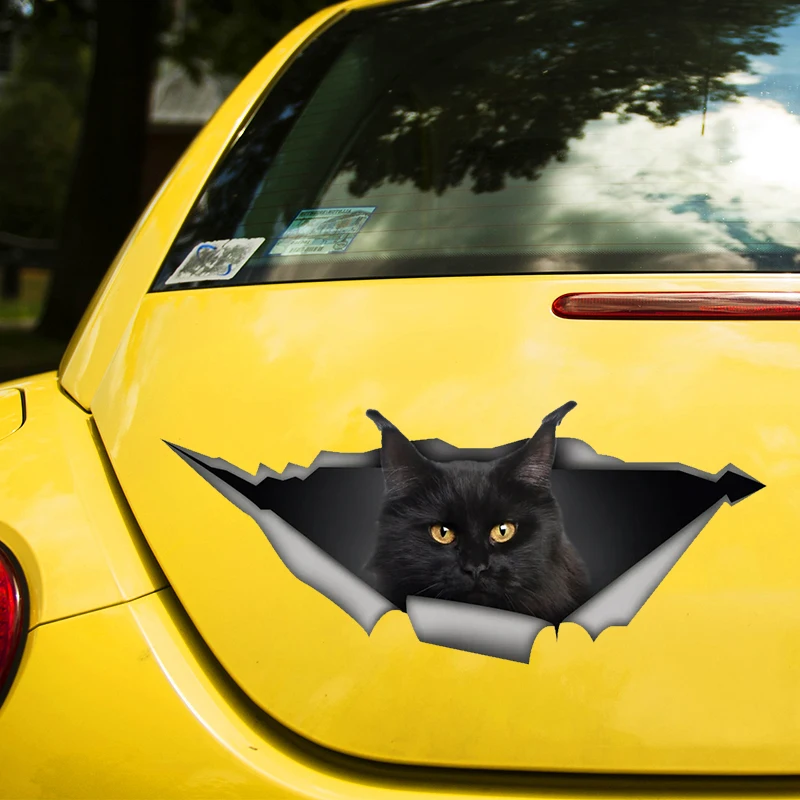 

Black Maine Coon Cat Self-adhesive Decal Car Sticker Waterproof Auto Decors on Bumper Rear Window Laptop Choose Size #S60435