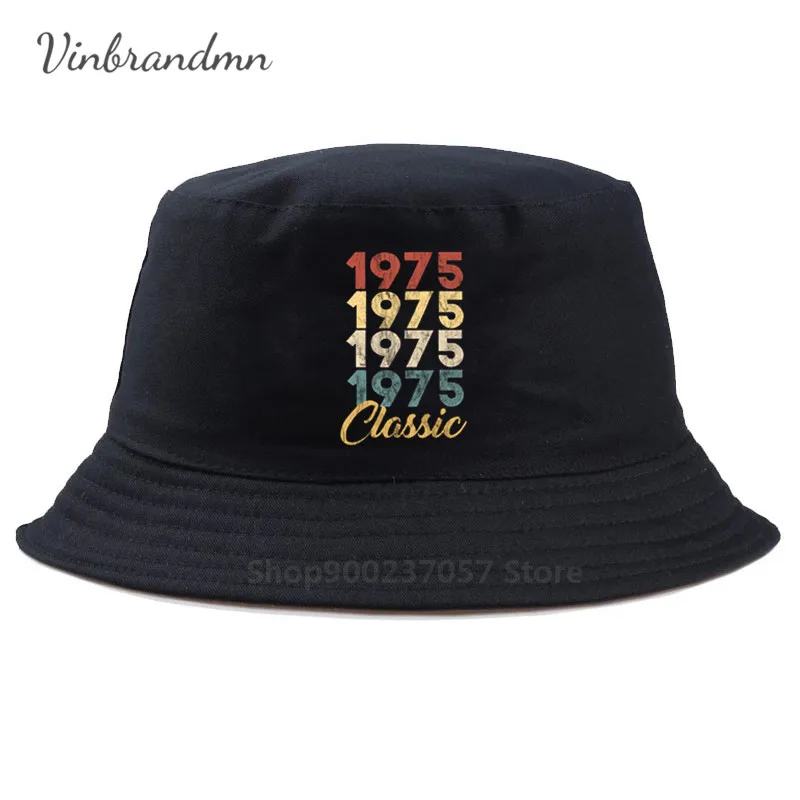 Retro Born In 1975 Panama Bucket Hat Cotton 70s Vintage classic 1975 Birthday Gorros Fishing Fisherman Hat