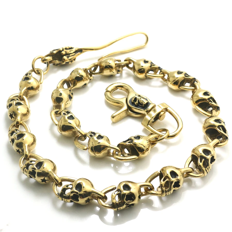 

Men's 316L Stainless Steel Gold Color Star Skull Classic Jeans Chain