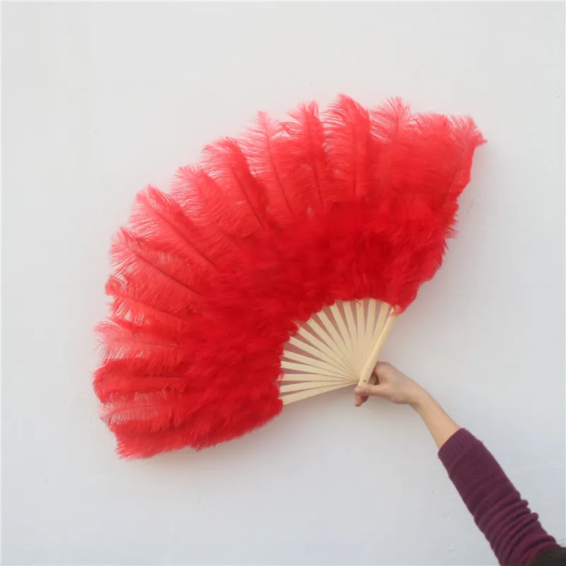 

15 bones high quality oversized ostrich feathers fan dancing from Halloween decoration jewelery feather fan