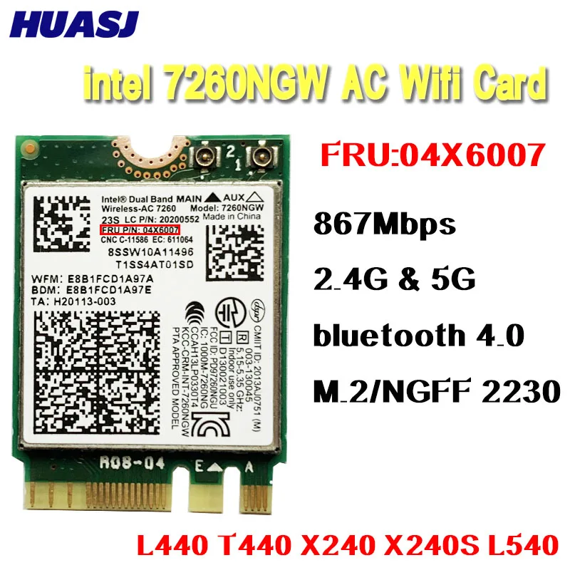 WiFi Intel AC7260 867Mbps Bluetooth 4.0