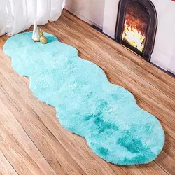 Ultra Soft Faux Rabbit Fur Rug Living Room Carpet Fuzzy Area Rug Fluffy Bedside Carpet Baby Crawling Mat Bedroom Decor Rug Blue