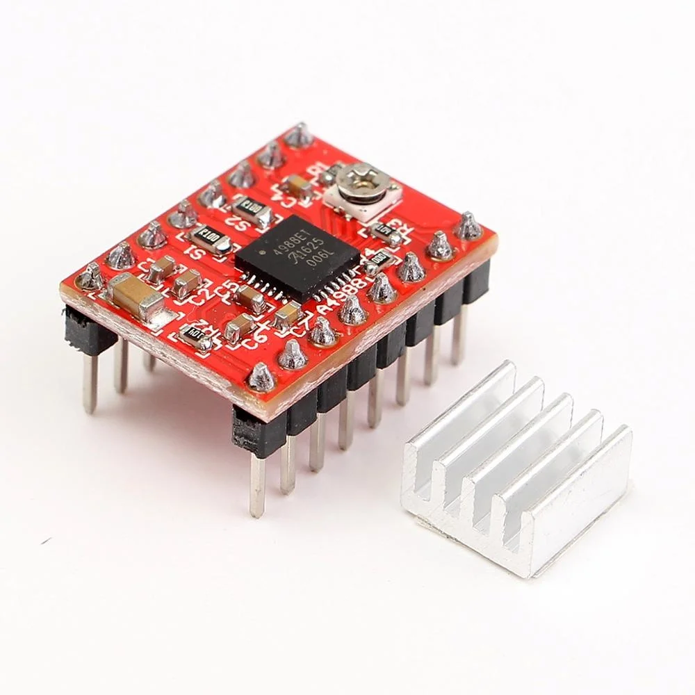 

5pcs A4988 StepStick Stepper Driver + Heat sink For Reprap 3D Printer Parts Red Stepper Motor Driver With Heatsink Accessorie