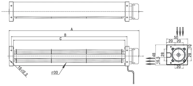 Imagem -03 - tipo de Cilindro de Fluxo Transversal Silencioso Ventilador de ar Grande Volume de ar 2400rpm 3000rpm Pb30 mm Dc12v 24v