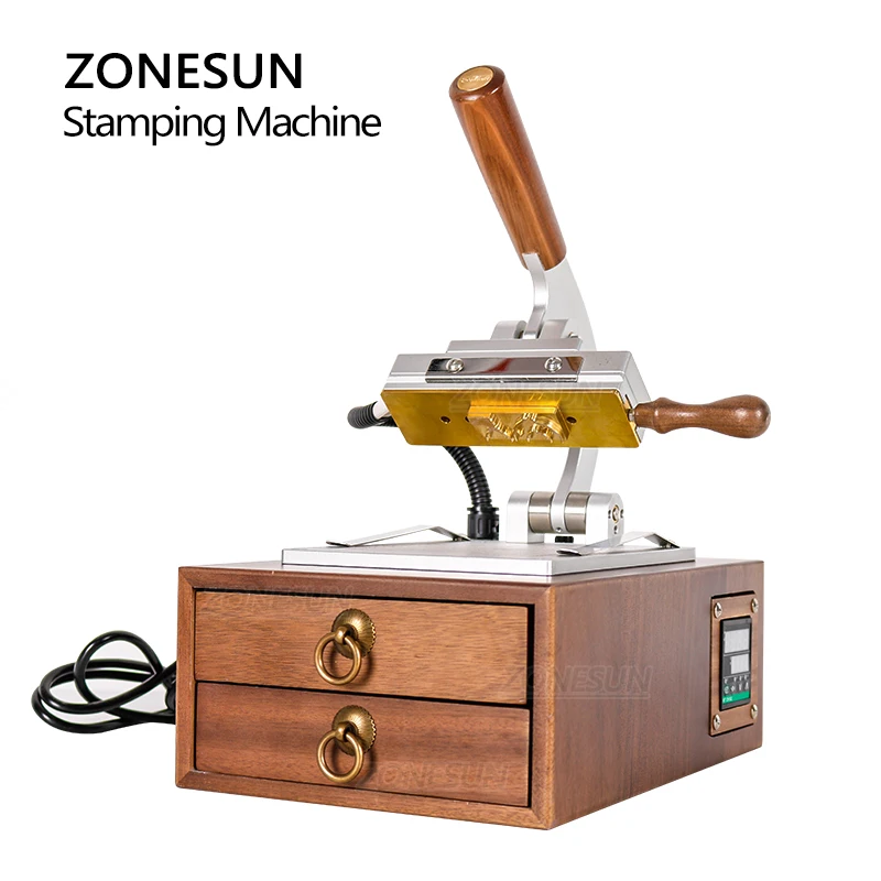 Zonesun Manual Foliedruk Machine Licht Type Kipper Stamper Telefoon Case Custom Logo Lederen Druk Embossing Machine