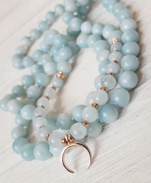 

108 Stone Necklace For Women Hlaf Moon Charm necklace and pendants