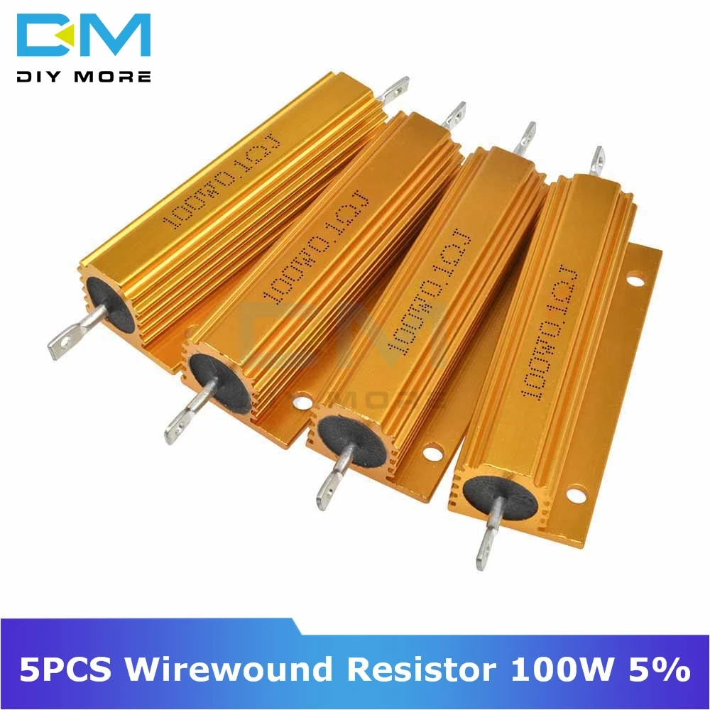 5PCS 0.5R 1R 2R 4R 6R 8R 10R 20R 100W 5% +5% -5% Aluminum Shell Housed Case Power Wirewound Resistor 0.5/1/2/4/6/8/10/20/50 Ohm