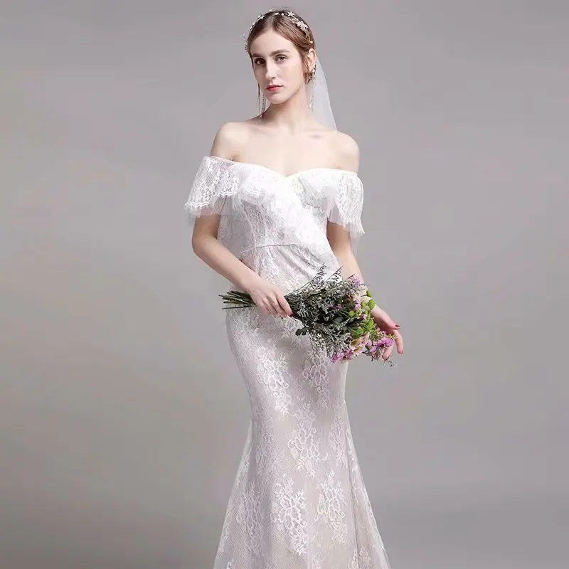 Wedding Dress For Wedding Party платья  Bride Gown Vestido De Novia Robe De Mariage  Lace Ruffled  Mermaid  Bridal 2021