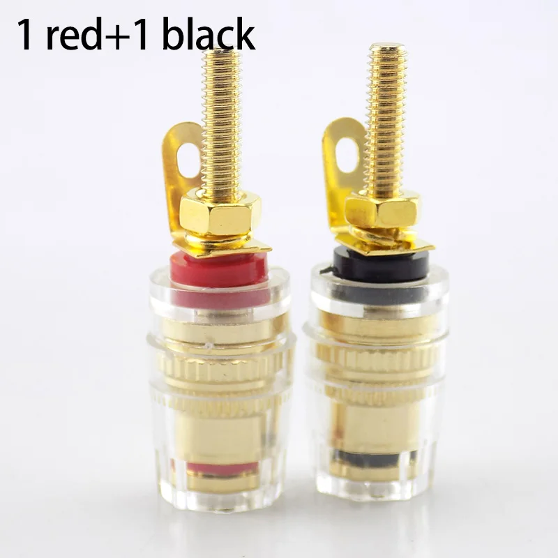 4mm Banana Plug Amplifier Speaker Binding Posts Oxidation Resistance Brass Terminal Transparent Gold Plated Audio Connector L19