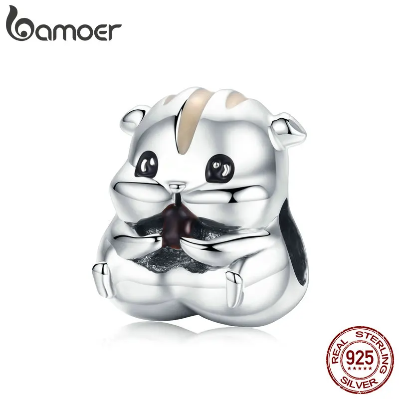 BAMOER Animal Collection 925 Sterling Silver Lovely Hamster Beads fit Charms Bracelets & Bangles DIY Jewelry Making SCC1133