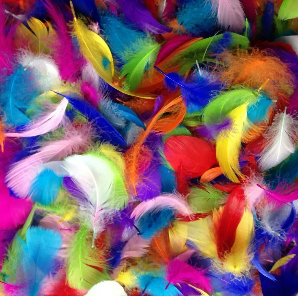 Mix color 100pcs Goose Feathers 8-12cm Goose Feather stage Plumes Feathers  Washed Goose Down Fluffy Plume For Wedding  3-4 inch