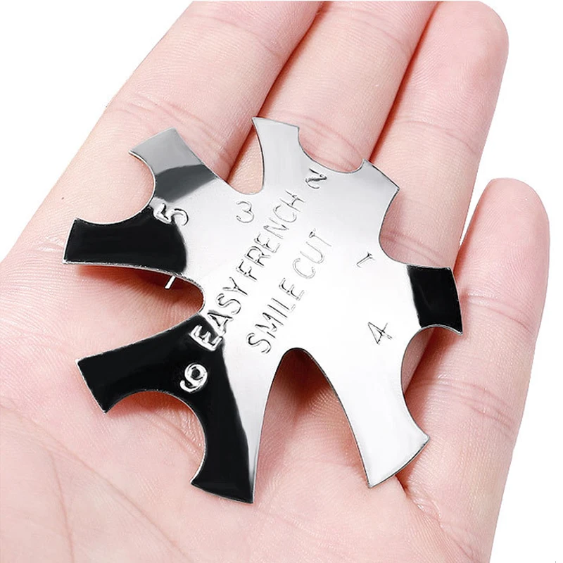 Pro 12 Style Easy French Smile Cut V Line Edge Trimmer Nail Cutter Almond Design Nail Stencil Styling Mold French Manicure Tools
