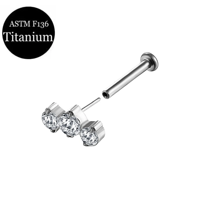 F136 TItanium Piercing Lip Push Pin And Ear Pin Dual-Purpose Pin Series Straight Rod Body Piercing Jewelry