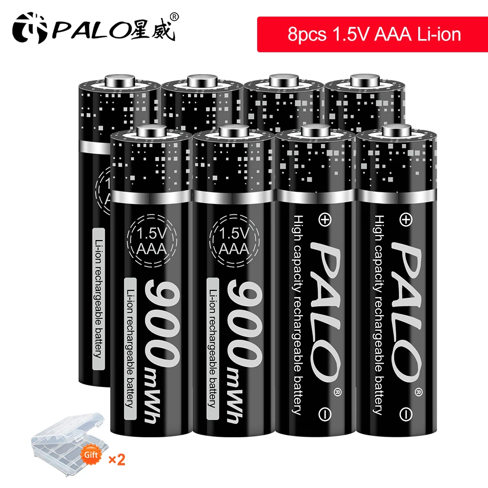 PALO 1.5 V Li-ion AAA bateria recarregável pré-carga 1.5 volts AAA bateria de lítio com carregador para brinquedo/massageador/microfone