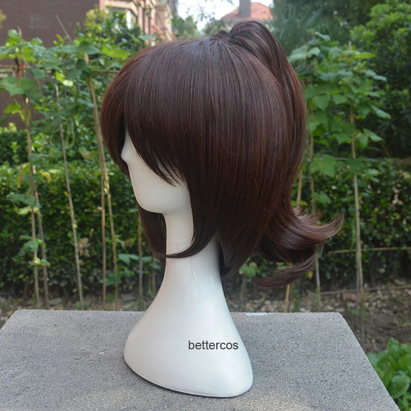 Spirited Away Ogino Chihiro Cosplay Wig Short Brown Ponytail Heat Resistant Synthetic Hair Wigs + Wig Cap